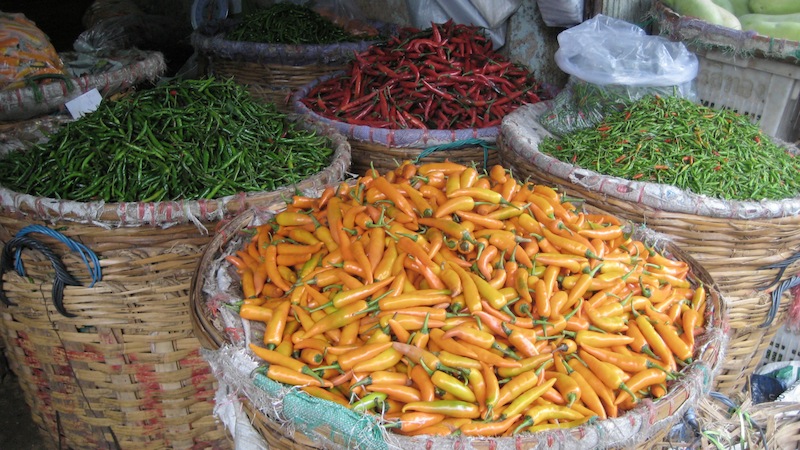 Chilis auf dem Großmarkt in Bangkok