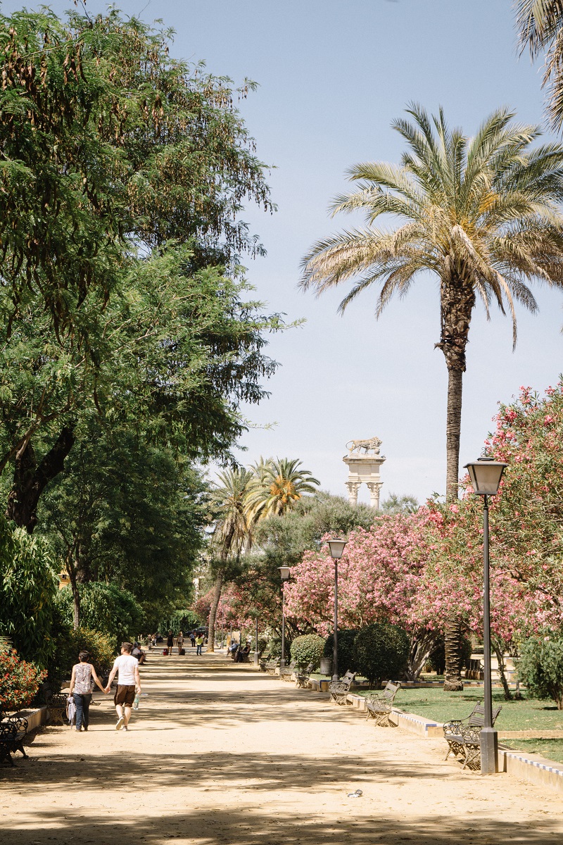 Sevilla Geheimtipp: Siesta im Parque de Maria Luisa unter Orangenbäumen
